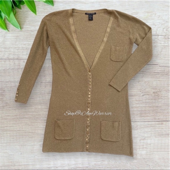 Boston Proper gold metallic cardigan duster *shop@iamwarrior - Picture 2 of 8